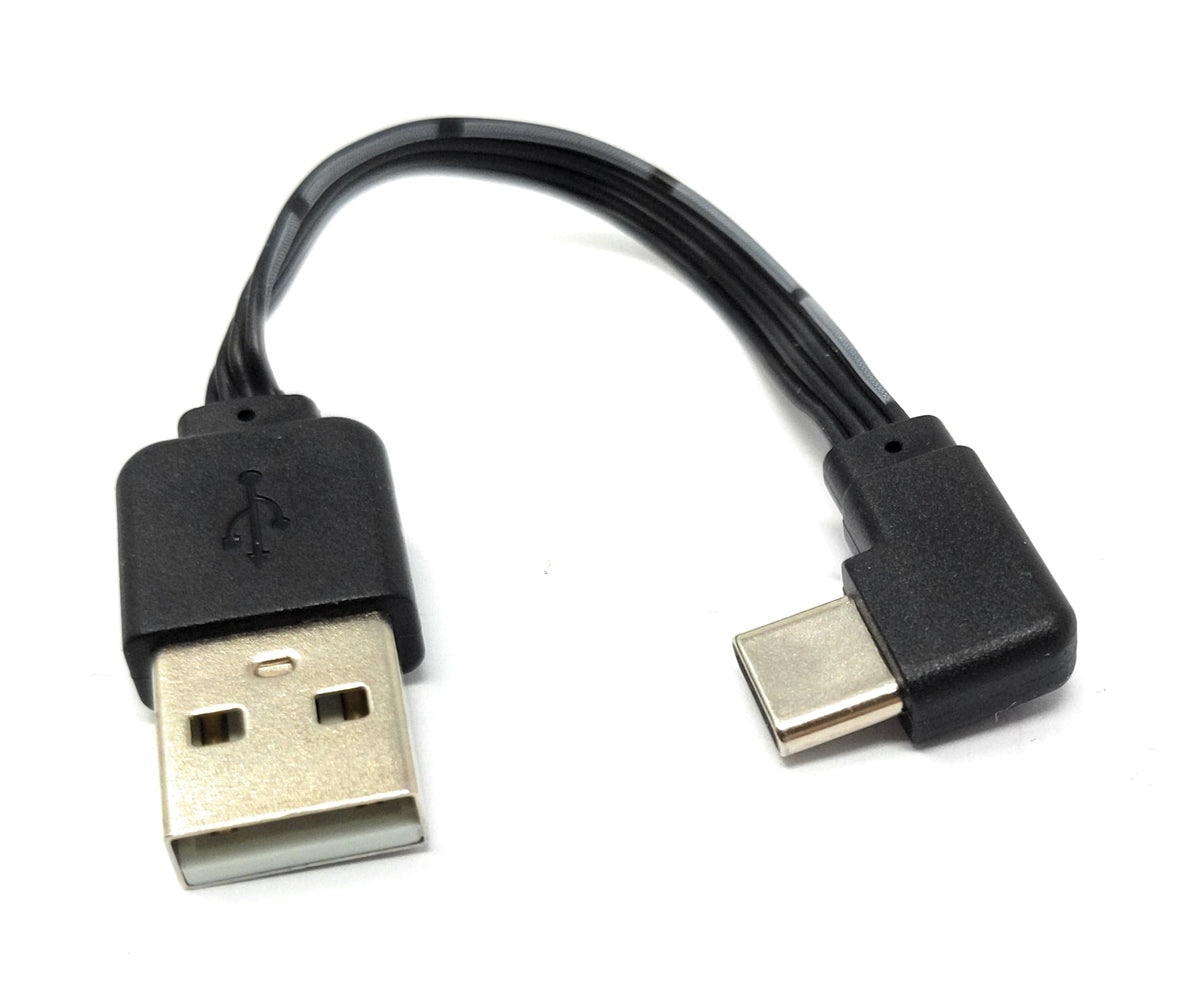 USB 3.1 Kabel 13 cm Typ C Stecker zu 2.0 Typ A Stecker Winkel flach Schwarz | System-S