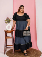 Women's Plus Size Half Sleevs Square Neck Solid Midi Dress in Germany
