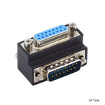 DB15 Adapter DSUB 15 Pin Stecker zu Buchse 90° Winkel Schraube Kabel in Schwarz | System-S