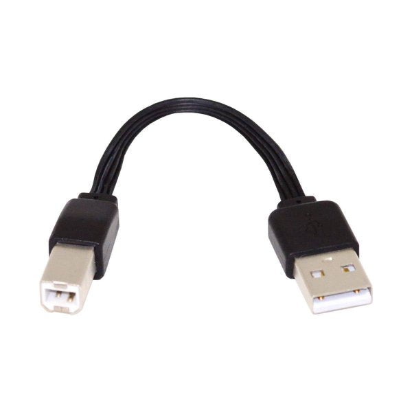USB 2.0 Kabel 13 cm Typ B Stecker zu Typ A Stecker kurz flach in Schwarz | System-S