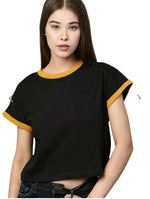 Black Round Neck Cropped Top