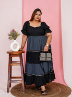 Women's Plus Size Half Sleevs Square Neck Solid Midi Dress in Germany