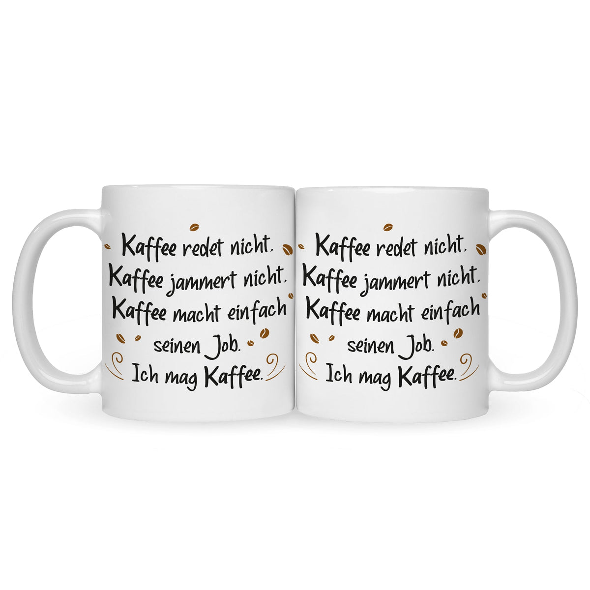 Bedruckte Tasse mit Spruch Kaffee redet nicht