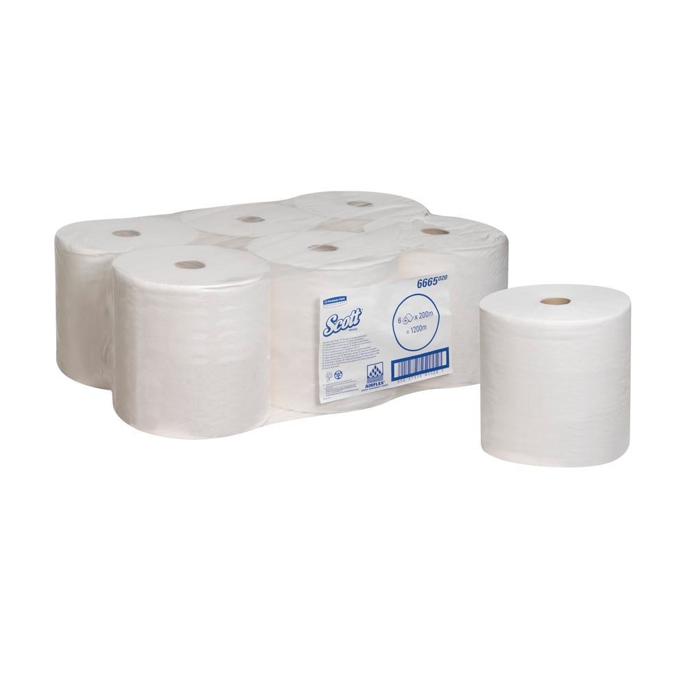 Scott® PERFORMANCE Handtücher - Rolle / Weiß - 6 Rolls x 1 Sheet | Karton (6 Rollen)