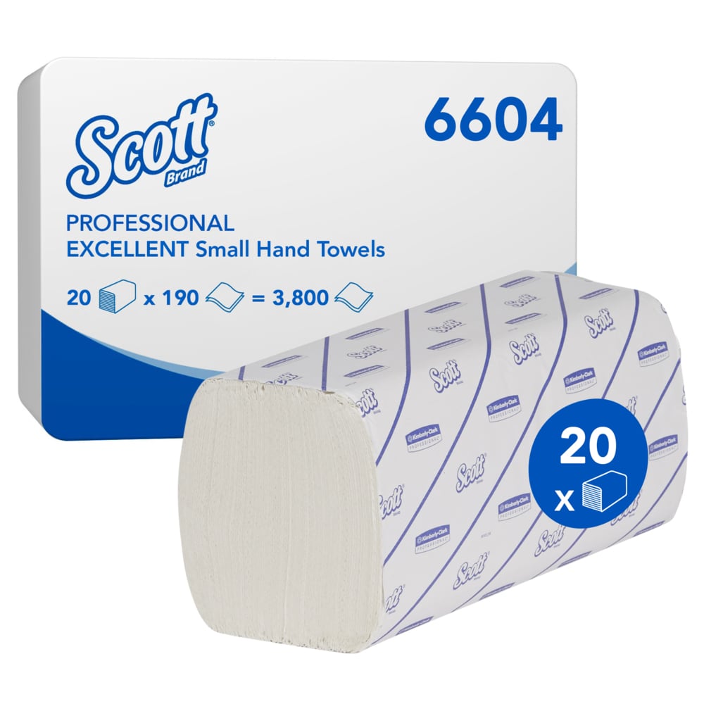Scott® EXCELLENT Handtücher - Interfold / Weiß /Klein - 20 Clips x 190 Sheets | Karton (20 Päckchen)