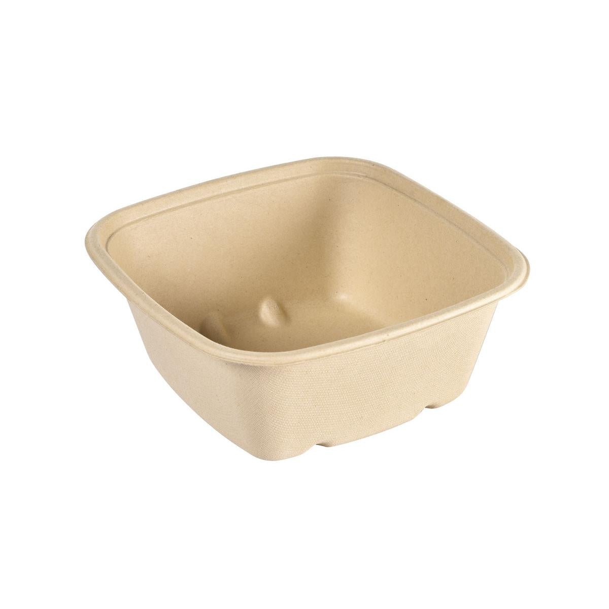 Cube Bowl 1200 ml square - uncoated Braun Bagasse 181x181x73 | Packung (40 Stück)