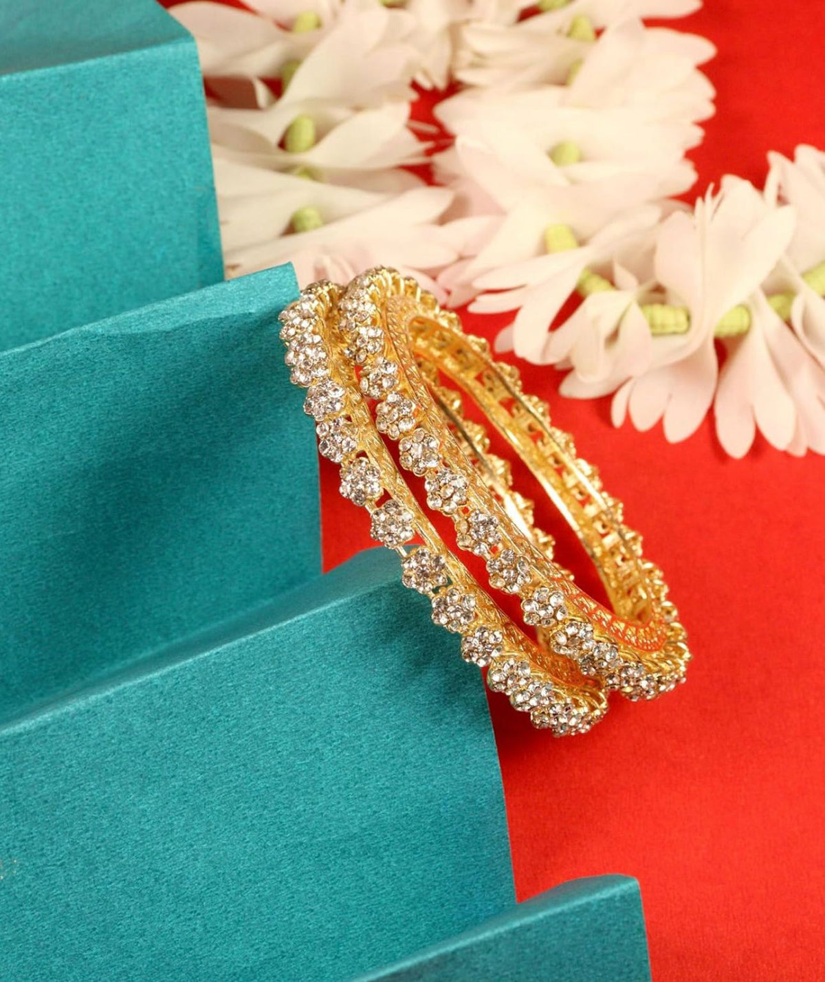 American Diamond Studded Kada Set