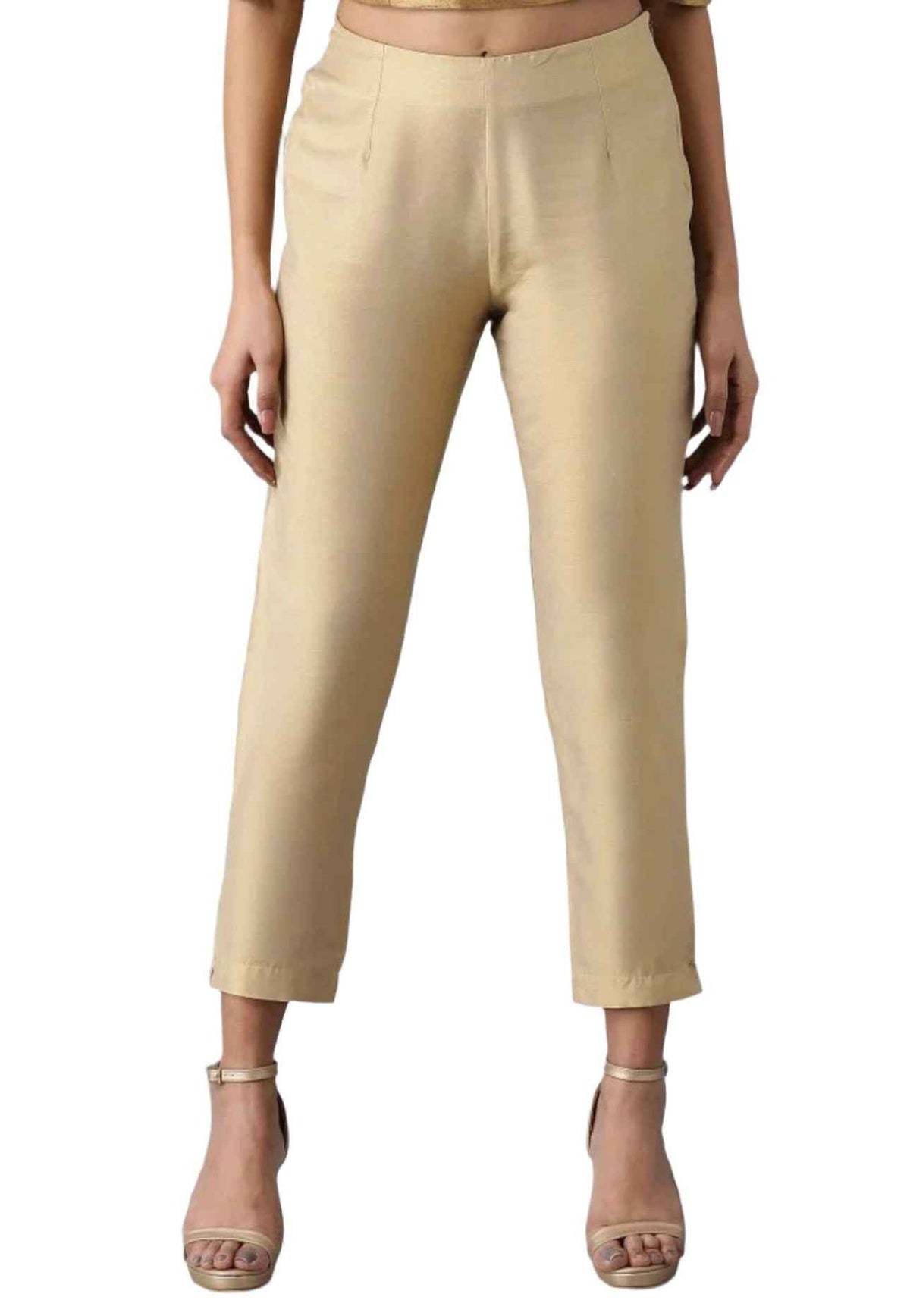 Golden Cream Fitted Pants In Germany