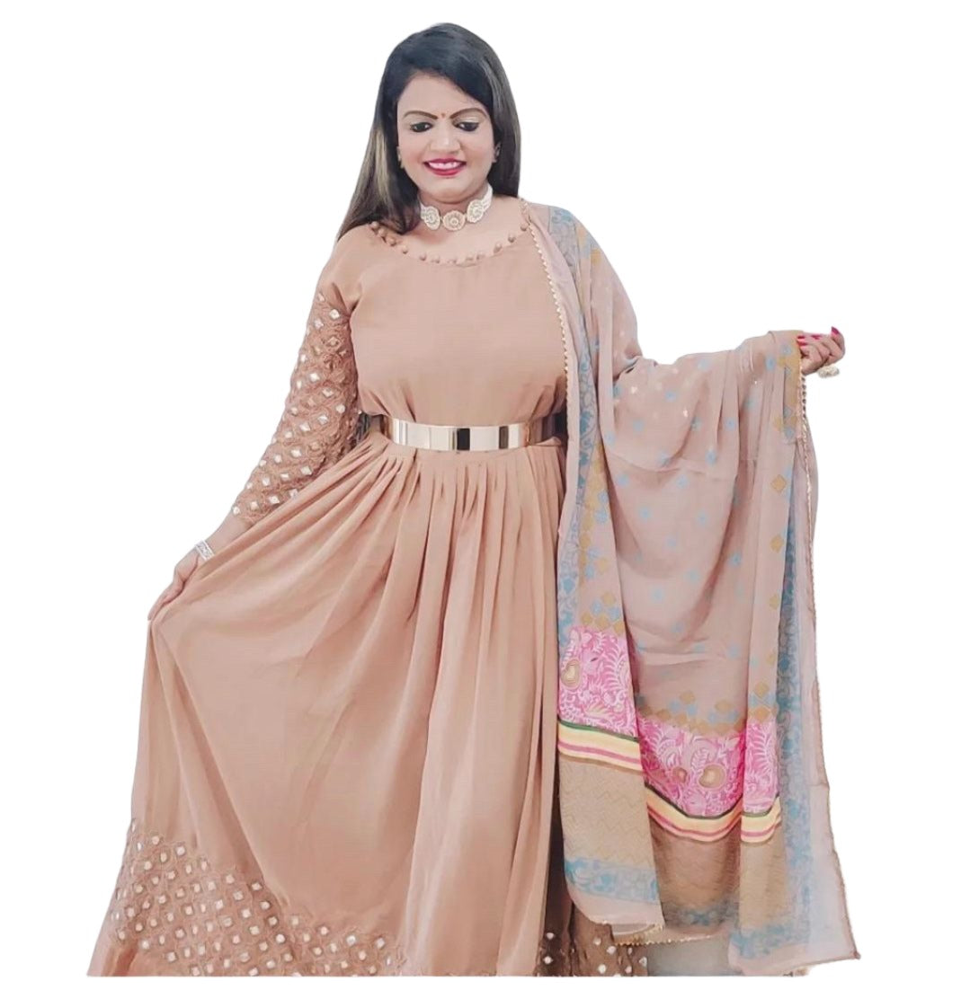 Embroidery Long Gown
