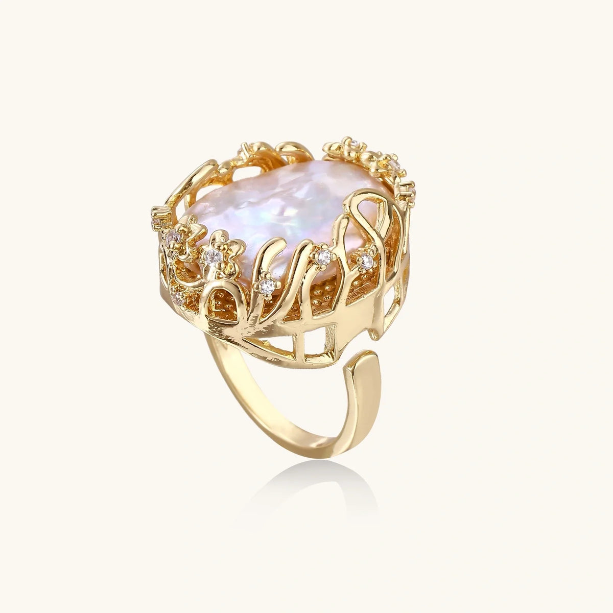 Barock-Perlen-Kronenring