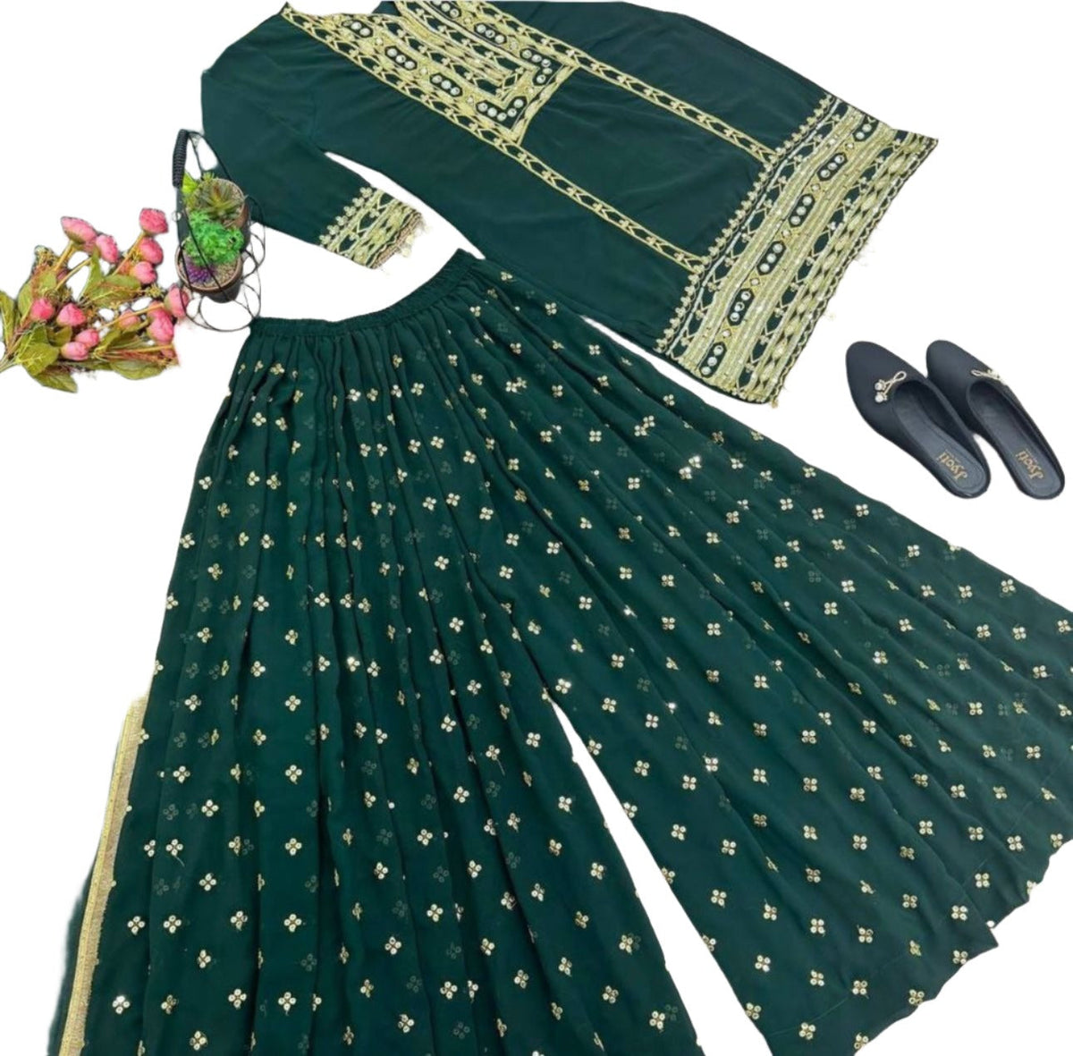 Sharara Suit With Dupatta in Georgette With Embroidery Work