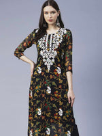 Floral Printed Georgette Chikankari Embroidery Kurti