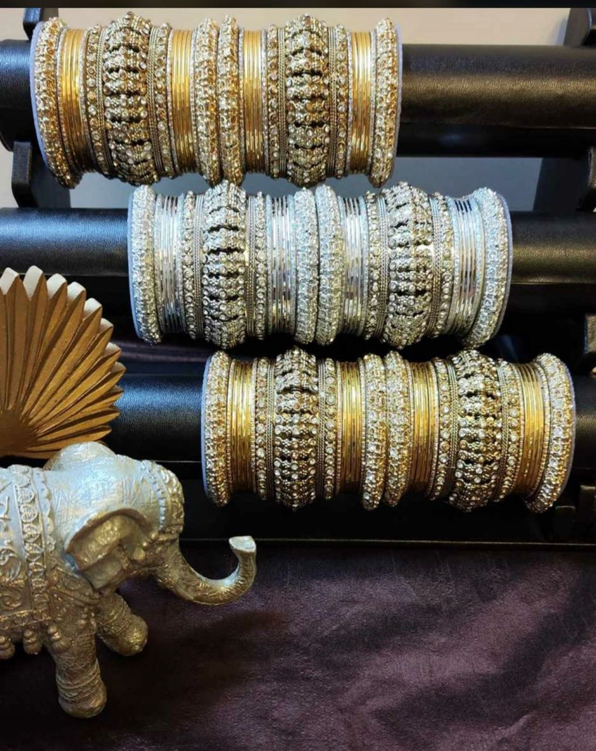 BRIDAL BANGLES SET WITH STONEWORK
