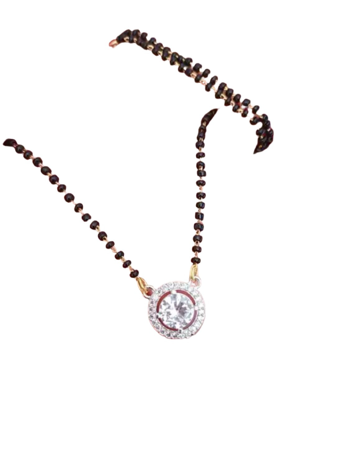 Stylish Pendant Necklace Black Beads Mangalsutra For Women With Extendable Chain