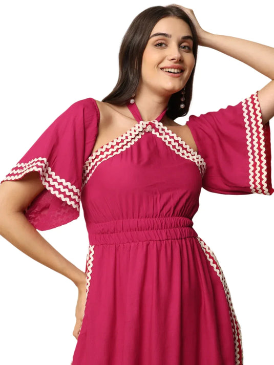 Magenta A Line Slit Dress For Women in Berlin