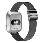 Armband Milanaise aus Metall für Fitbit Versa 2 1 Lite Smartwatch in Schwarz | System-S