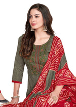 Women Printed Thread Work Pure Cotton Kurta with Patiala & With Dupatta