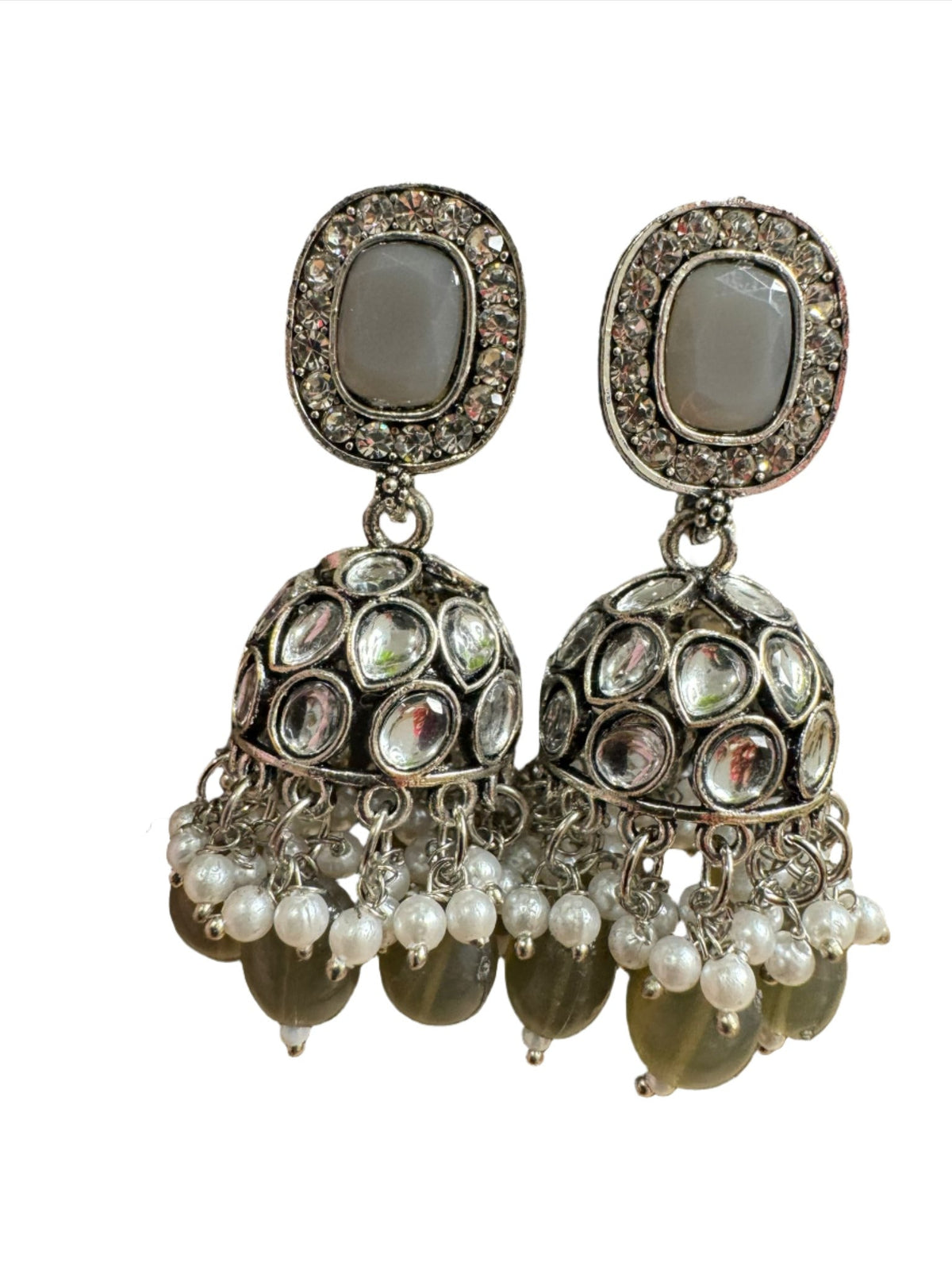 Antique Sliver Plated Kudan Jhumka Earrings.
