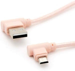 Micro USB Kabel 90° grad rechts gewinkelt zu USB 2.0 Typ A 90° Grad rechts gewinkelt 20 cm in Rose | System-S