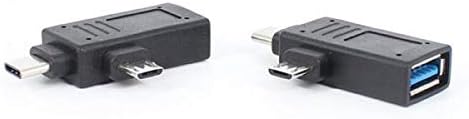 USB 3.1 Y Adapter Typ C + Micro Stecker zu 2.0 Typ A Buchse Kabel in Schwarz | System-S