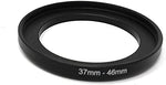 Objektiv Adapter 37 mm Gewinde zu 46 mm Step Up Ring in Schwarz für Filter | System-S