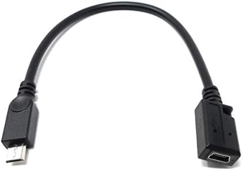 USB 2.0 Kabel 15 cm Micro B Stecker zu Mini B Buchse Adapter in Schwarz | System-S