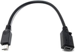 USB 2.0 Kabel 15 cm Micro B Stecker zu Mini B Buchse Adapter in Schwarz | System-S
