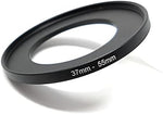 Objektiv Adapter 37 mm Gewinde zu 55 mm Step Up Ring in Schwarz für Filter | System-S