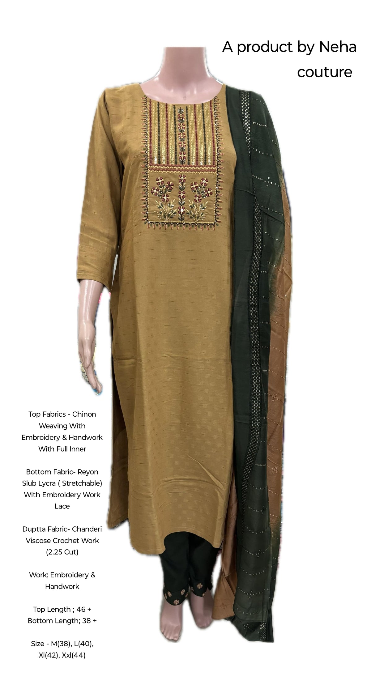 Chinon Weaving With Embroidery & Handwork With Full Inner(Work: Embroidery & Handwork)