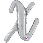 14"/Ø36cm Folienballon Buchstabe Skript Silber | X