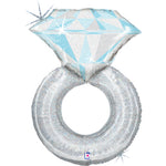 Shape Folienballon "Diamantring Silber" | 94 cm