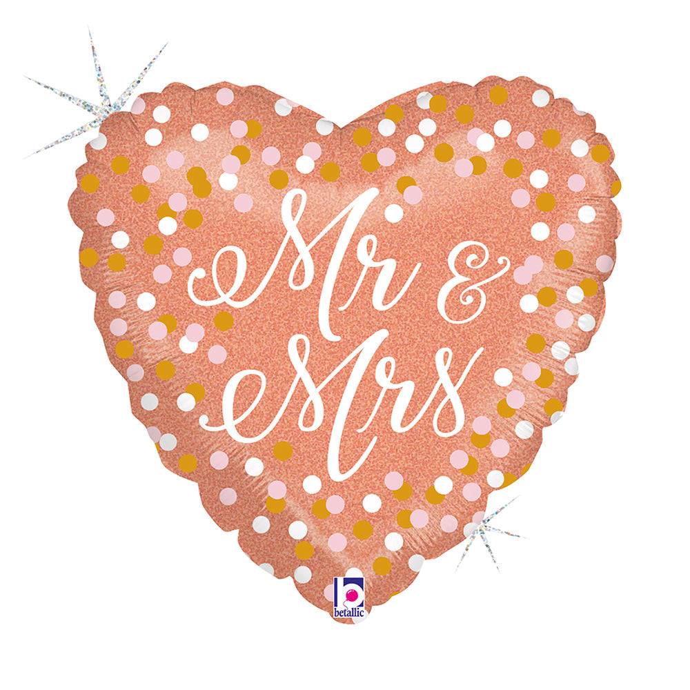 18"/Ø46cm Folienballon "Mr. & Mrs." Holo | Rosegold