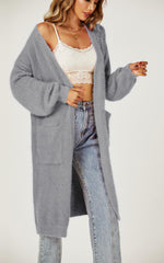 Relaxed Cozy Soft Cardigan In Grey