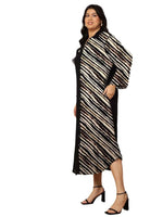 Women's Plus Size Black Diagonal Striped Shirt Dress in Germany