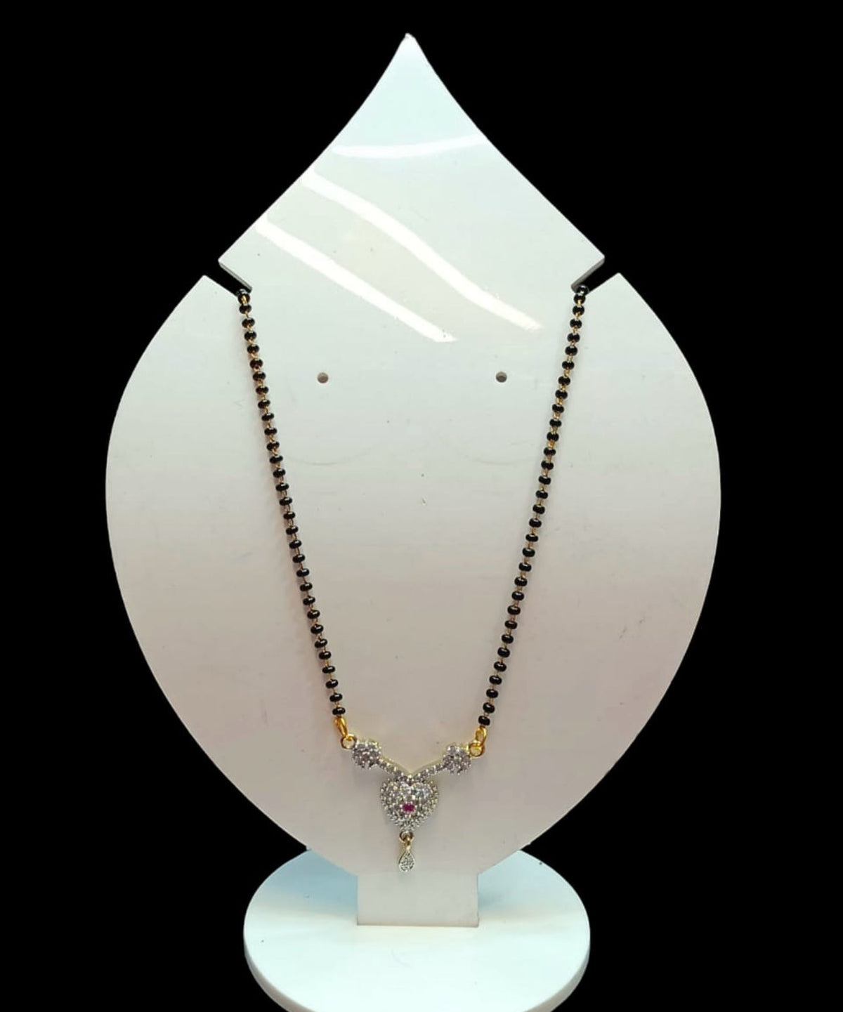 Stylish Pendant Necklace Black Beads Mangalsutra For Women With Extendable Chain