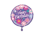 18"/Ø45cm Folienballon "Happy Birthday" Blossom