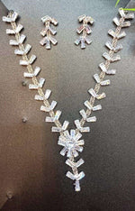 Silver-Plated & White CZ-Studded Jewellery Set