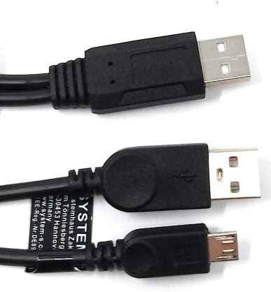 USB 2.0 Y Kabel 25cm Typ A Stecker zu Typ A und Micro B Stecker Adapter Schwarz | System-S