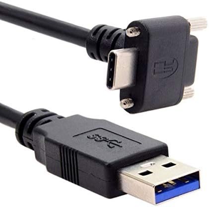 USB 3.1 Kabel 8 m Typ C Stecker zu 3.0 Typ A Stecker Schraube Winkel Schwarz | System-S