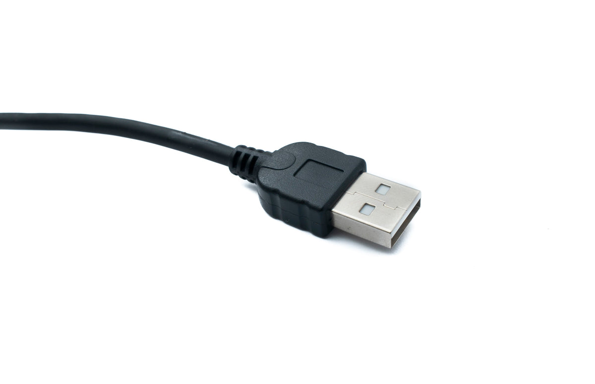 USB 2.0 Kabel 200 cm Mini B Stecker zu A Stecker Winkel in Schwarz | System-S