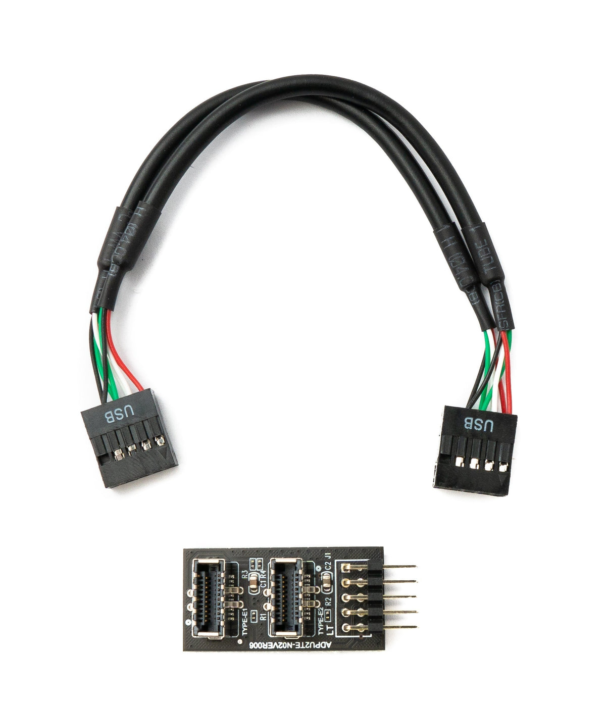 Front Panel Adapter 18 cm 2x USB 3.1 Typ E Buchse zu 2.0 9 Pin & 10 Pin Kabel | System-S