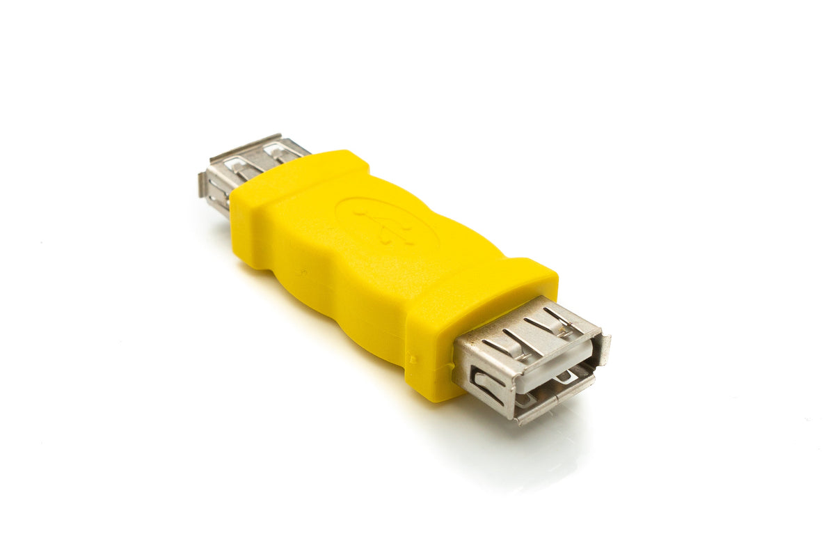 USB 2.0 Adapter Typ A Buchse zu Buchse Kabel in Gelb | System-S