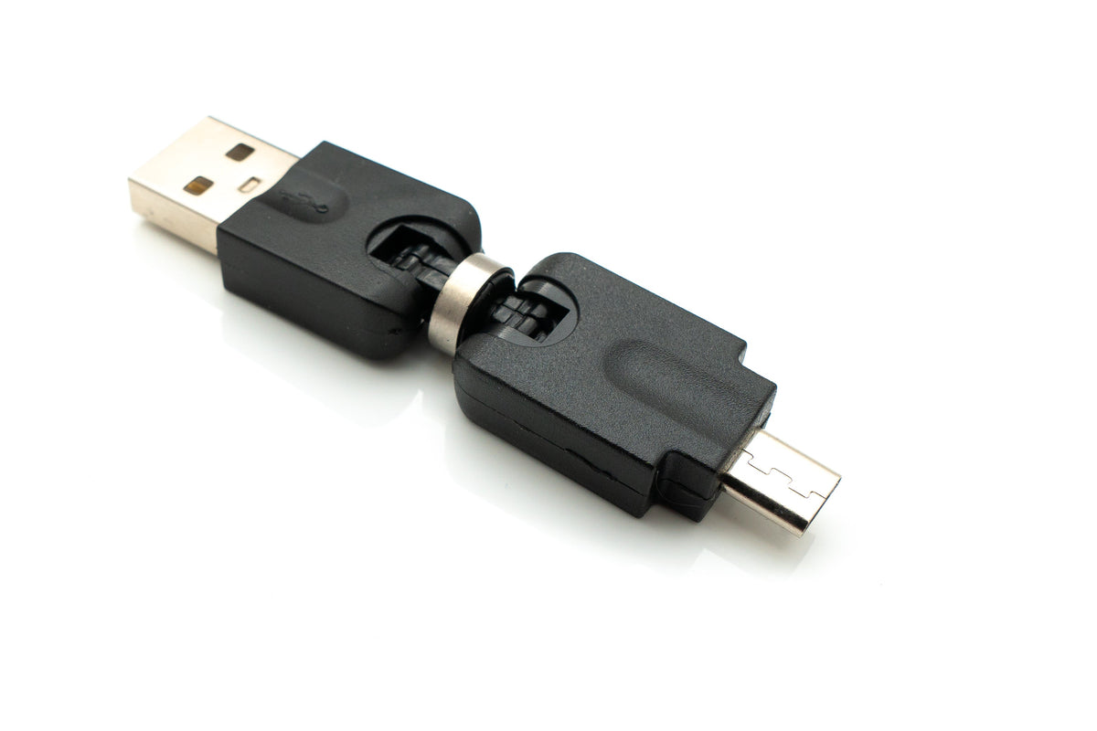 USB 2.0 Adapter Micro B Stecker zu Typ A Buchse 360° Winkel Kabel in Schwarz | System-S