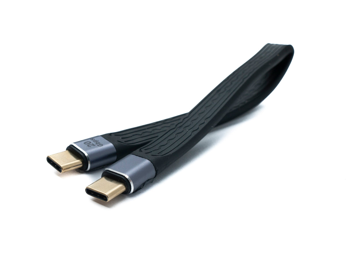 USB 3.2 Gen 2 Kabel 20 cm Typ C Stecker zu Stecker Flachkabel 20 Gbit/s 100 W | System-S