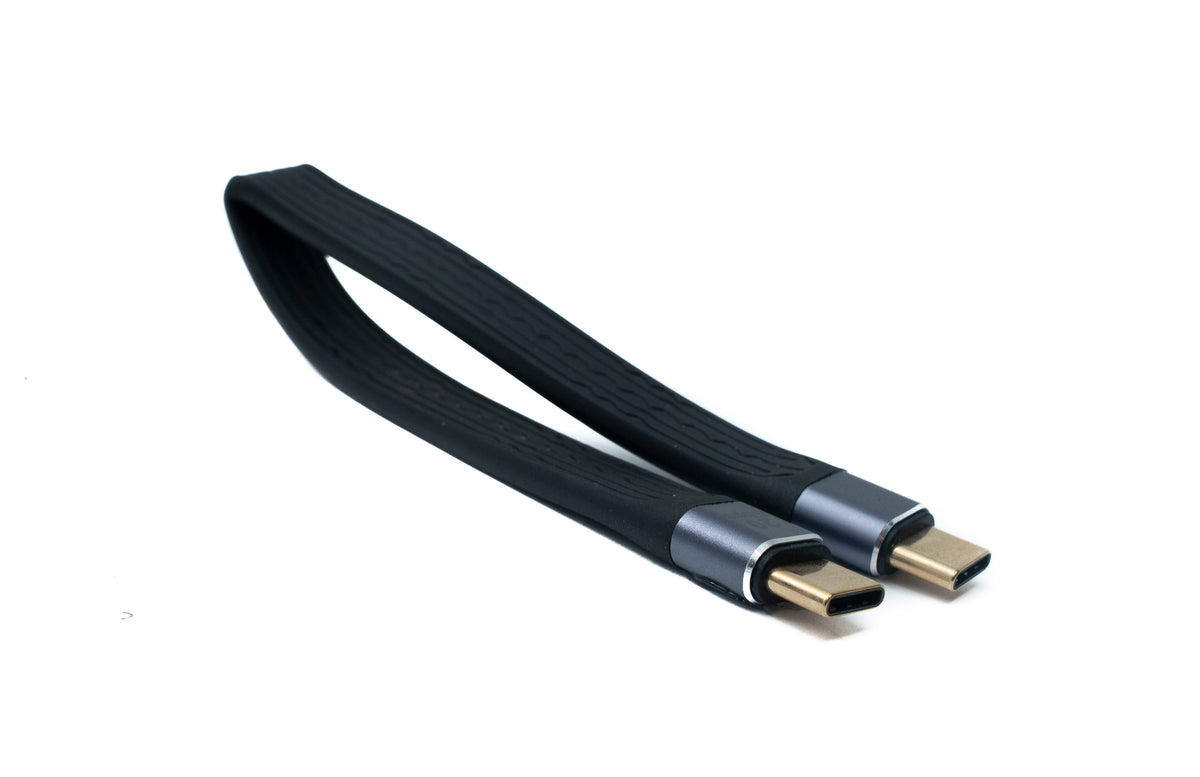 USB 3.2 Gen 2 Kabel 20 cm Typ C Stecker zu Stecker Flachkabel 20 Gbit/s 100 W | System-S