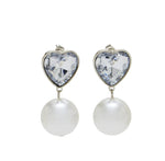 Earrings With Gemstone,Heart And Faux Pearl
