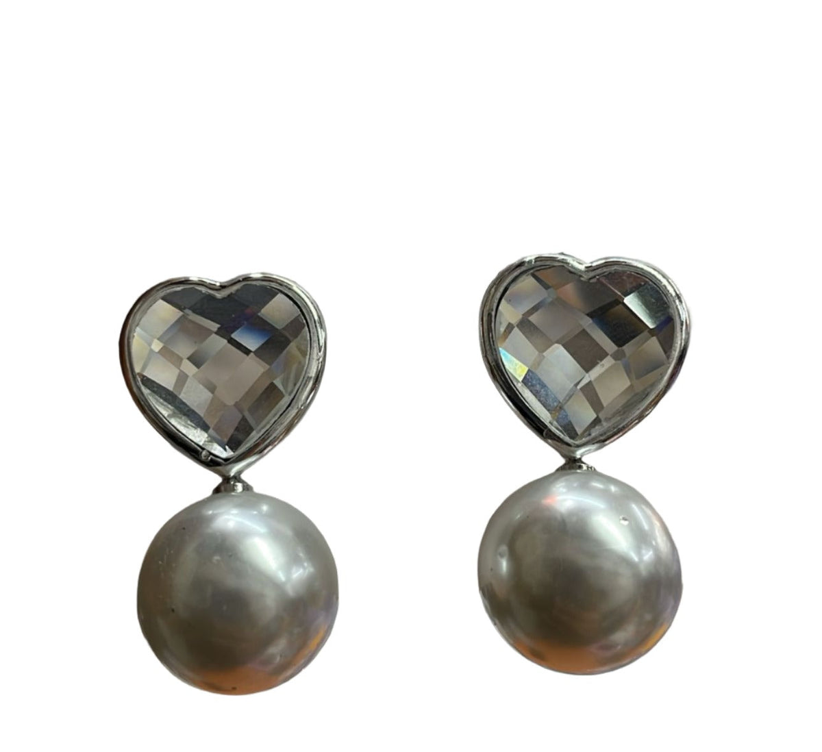 Earrings With Gemstone,Heart And Faux Pearl
