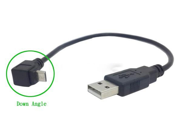 USB Typ-B zu Micro USB Kabel Datenkabel Ladekabel 90° Winkelstecker 25 cm | System-S