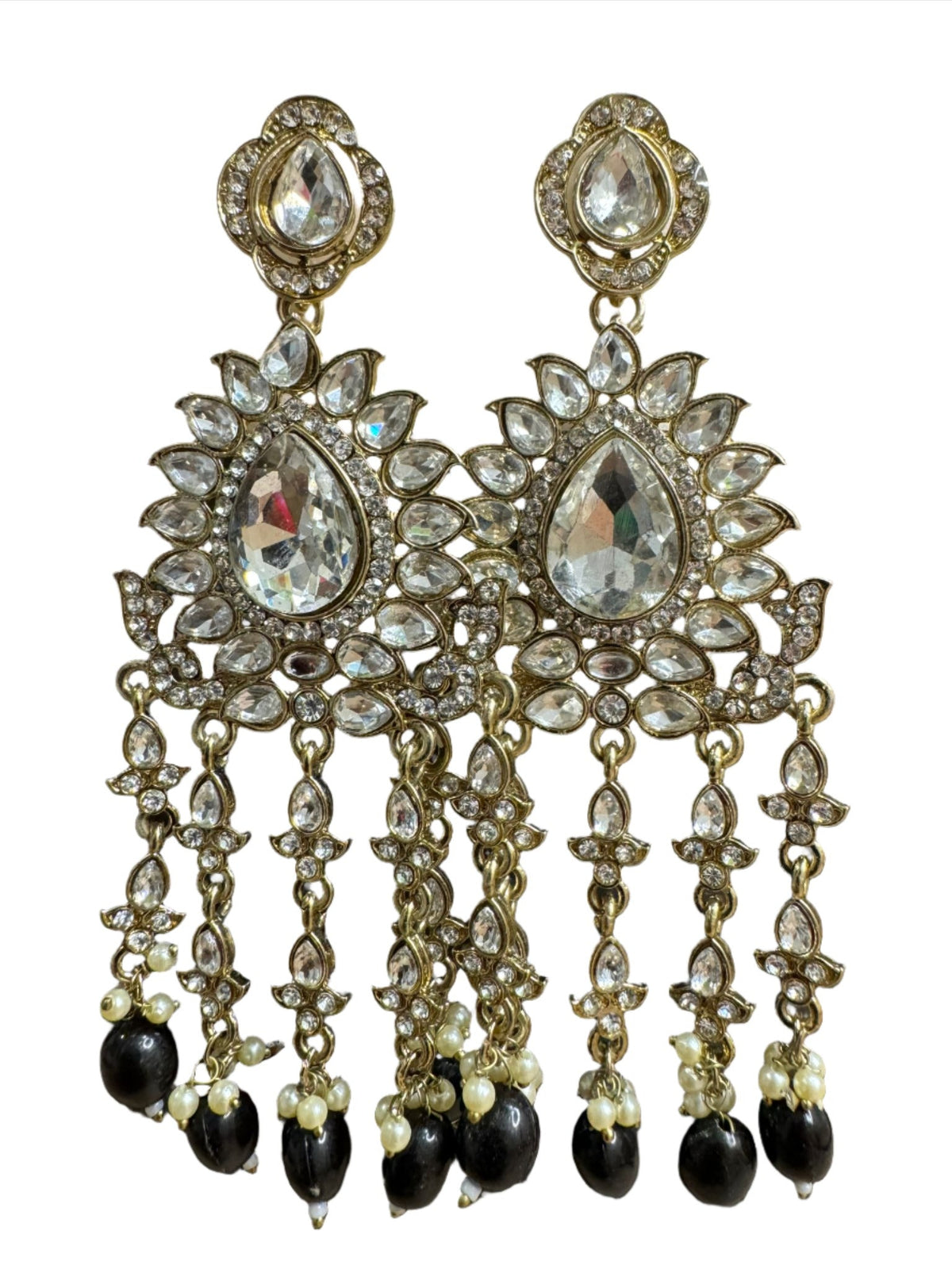 Handmade Kundan & Ad Chandbali Earrings with Pearl Jewelry