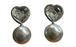 Earrings With Gemstone,Heart And Faux Pearl